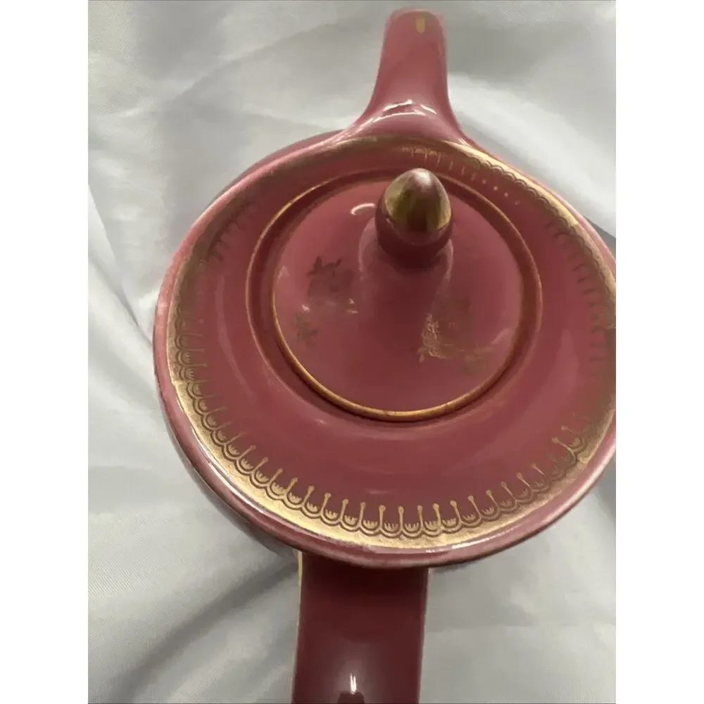 VINTAGE Hall Teapot Pink Mauve 6 Cup Gold Roses & Trim